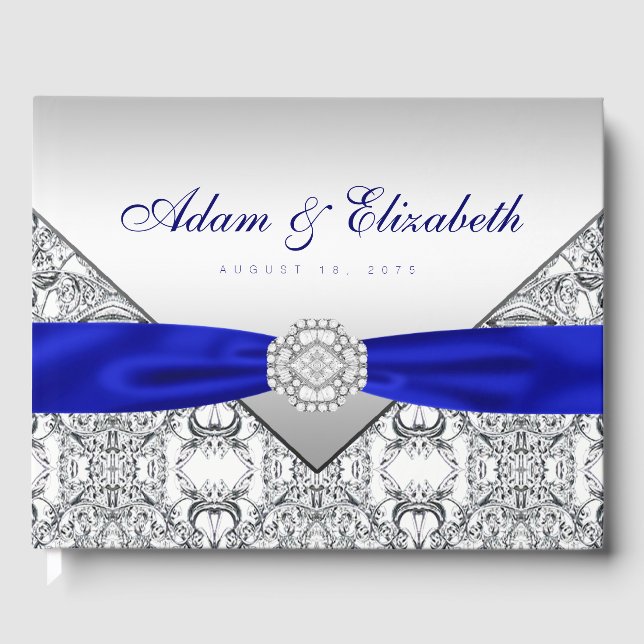 Royal Blue Silver Mariage livre d'hôtes (Recto)