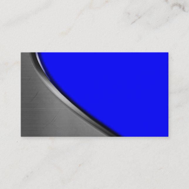 Royal Blue Silver Metal Curve Business Cards (Front)