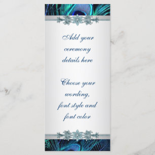 Royal Blue Silver Peacock Wedding Programs
