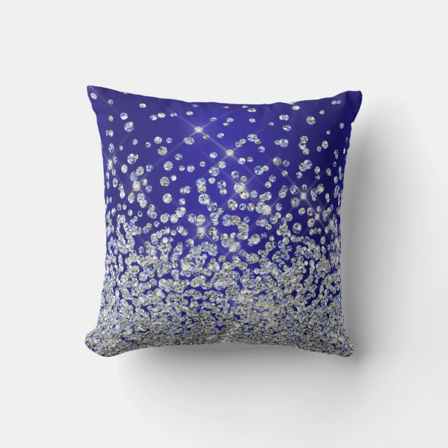 Royal Blue Silver Pretty Sparkle MoJo Pillow (Front)