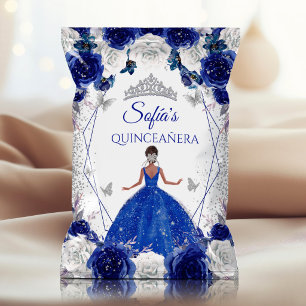 Royal Blue Silver Quinceañera Chip Bag with Crown Flyer