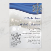 Royal Blue Silver Snowflakes Bridal Shower