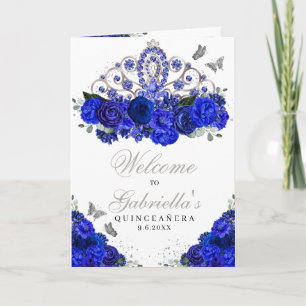 Royal Blue Silver Tiara Quinceanera Program