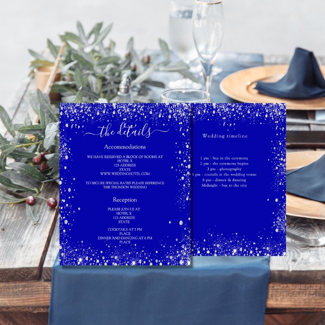 Royal blue silver wedding program details (Creator Uploaded)