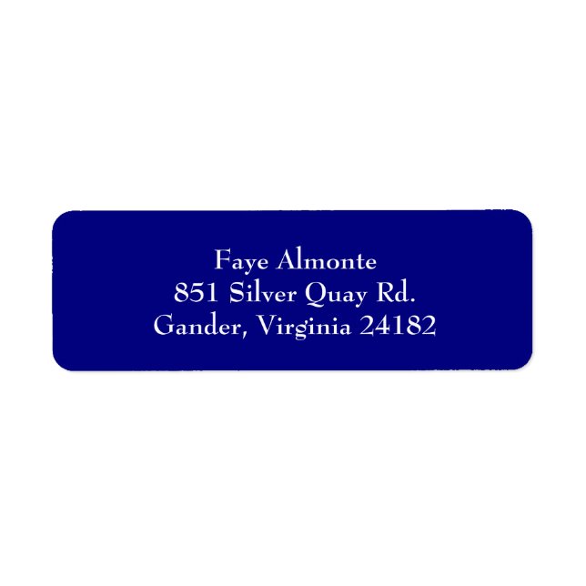 Royal Blue Simple Plain Return Address Labels (Front)