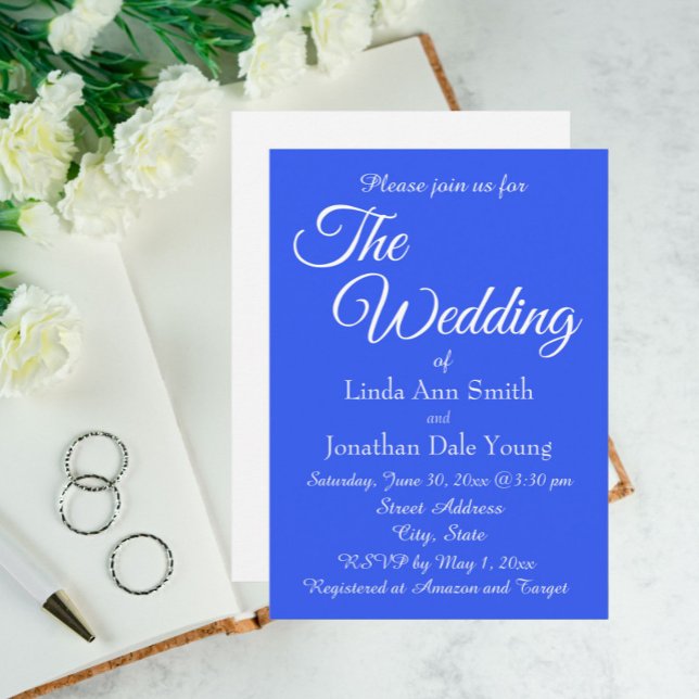 Royal Blue Simple Style Wedding Invitation (In Situ Wedding)