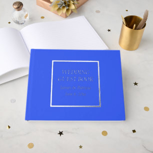Royal Blue Simple Stylized Lettering Wedding Guest Book