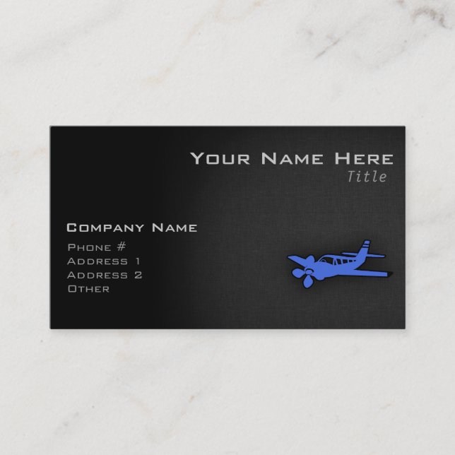Royal Blue Small Plane Business Card (Front)