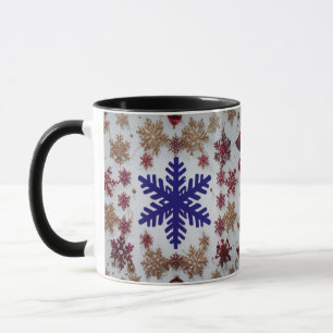 Royal Blue Snowflake & Gold Ornament Christmas Mug