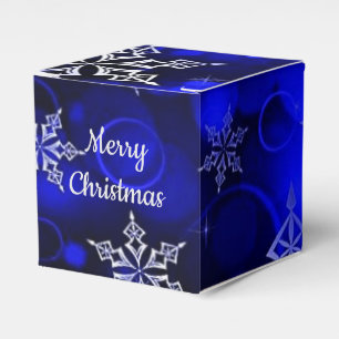 Royal Blue Snowflake Motif Cube Favor Box