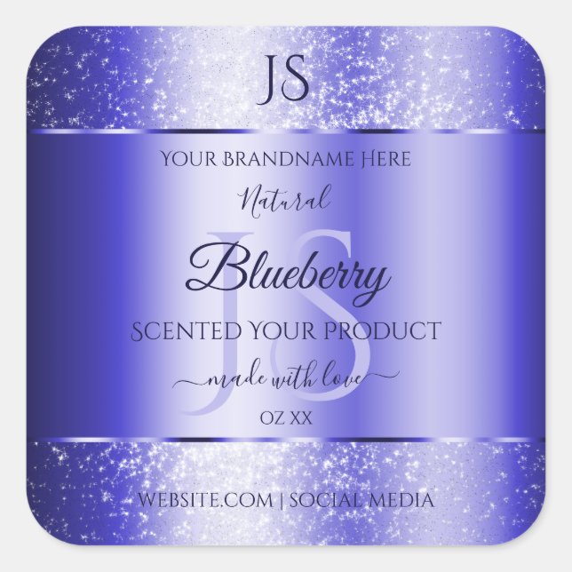 Royal Blue Soft Glitter Product Labels Monogram (Front)