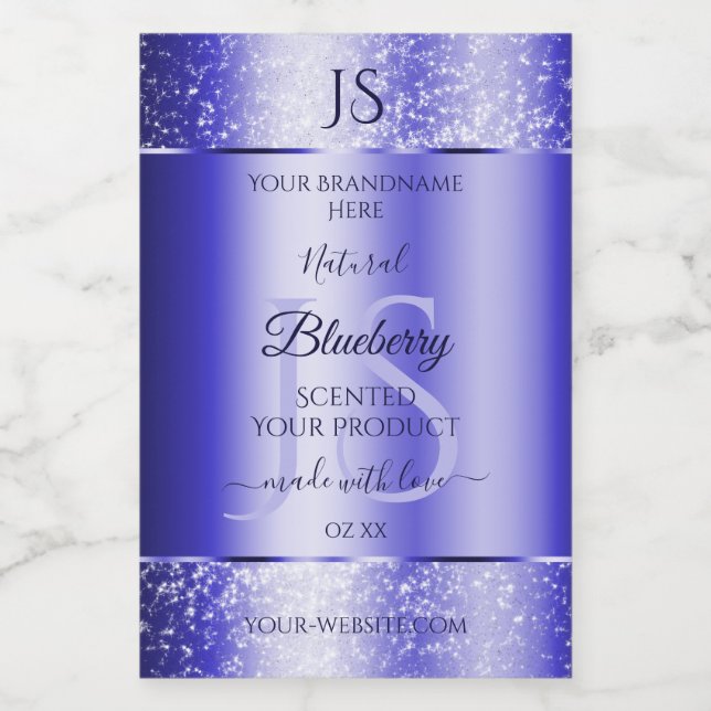 Royal Blue Soft Glitter Product Labels Monogram (Single Label)