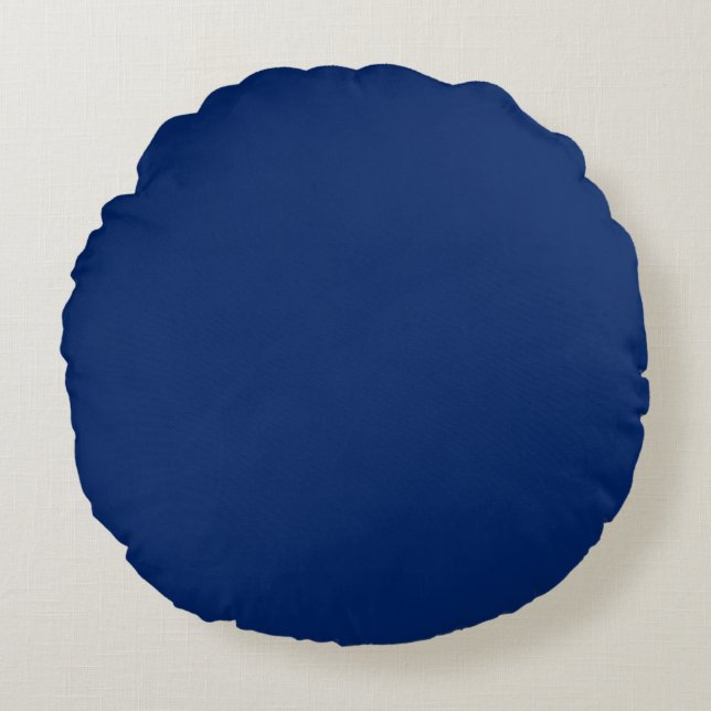 Royal Blue Solid Color Round Pillow (Front)