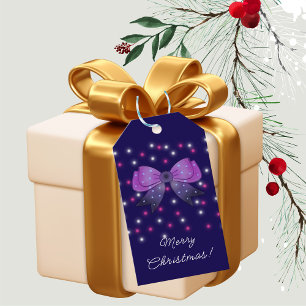 Royal blue Sparkle Bow pattern Business packaging Gift Tags