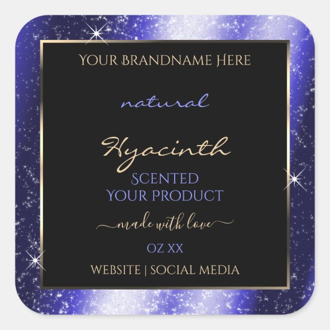 Royal Blue Sparkle Glitter Frame Product Label (Front)