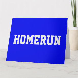 Royal Blue Sporty White HOMERUN Congrats Text  Card