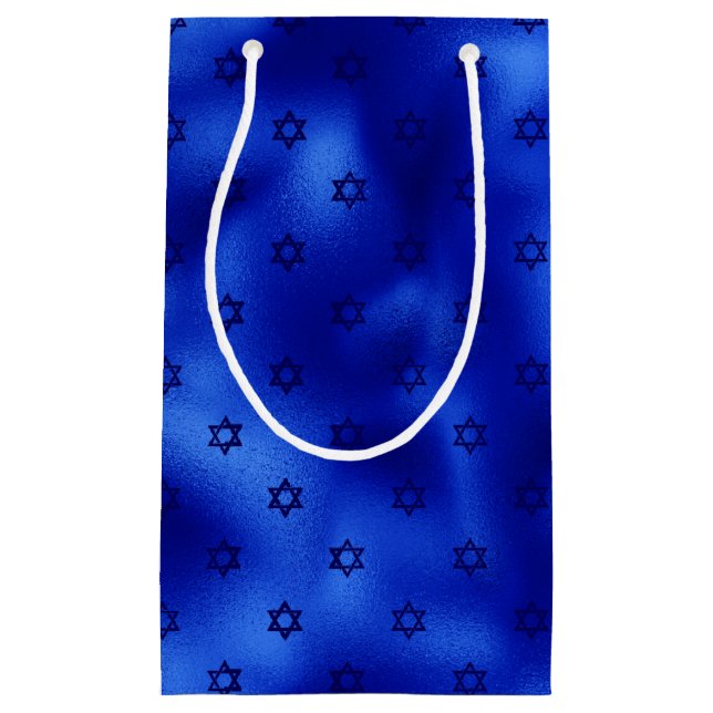 Royal Blue Star of David Hanukkah  Small Gift Bag (Front)