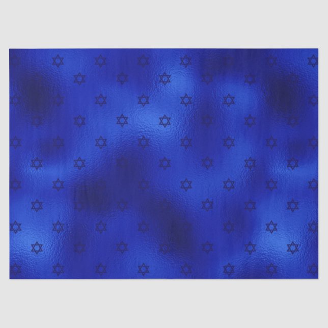 Royal Blue Star of David Hanukkah Tissue Paper (Front)