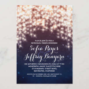 royal blue string lights rehearsal dinner invites