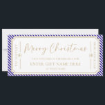 Royal Blue Stripe Christmas Gift Voucher Card<br><div class="desc">This Christmas gift voucher design features a stripe design. The "Merry Christmas" heading is an image that cannot be edited. All of the other text is fully editable. For more advanced customization of this design, simply select the "Customize It" button above.</div>
