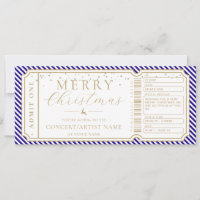 Royal Blue Stripe Concert Ticket Gift Voucher Card