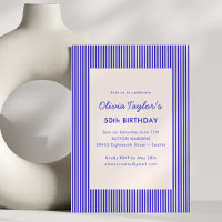 Royal Blue Stripe Milestone 50th Birthday Party
