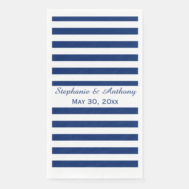 Royal Blue Striped Wedding Napkin (Front)