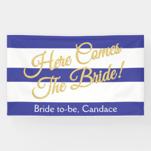 Royal Blue, Stripes & Glitter Bridal Shower Banner