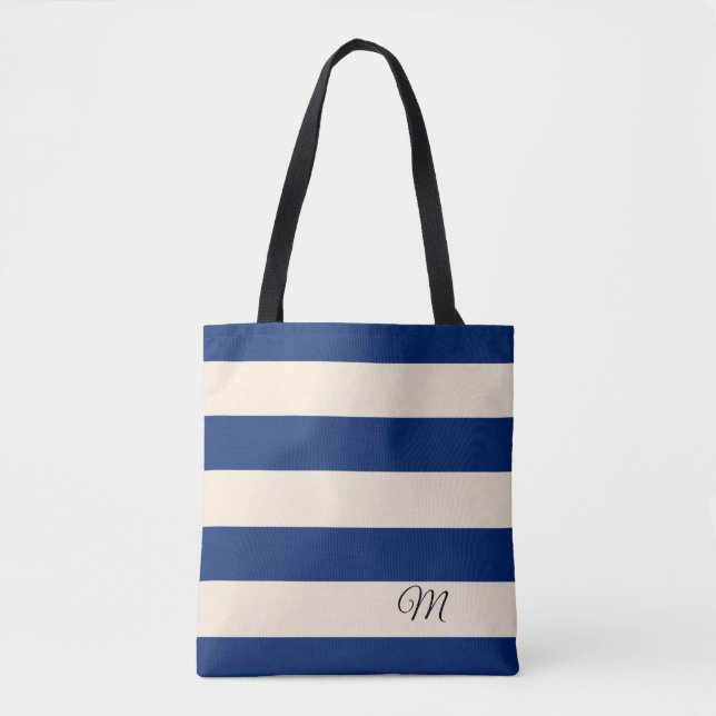 Royal Blue Stripes Tote Bag (Front)