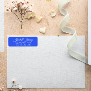 Royal Blue Stylized Names Wedding Return Address