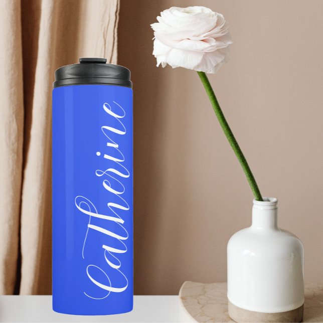 Royal Blue Stylized Wedding Bridesmaid Thermal Tumbler (In Situ)
