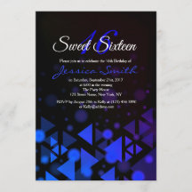 Royal Blue  Sweet 16 Party Invite