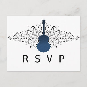 Royal Blue Swirls Guitar RSVP Postcard