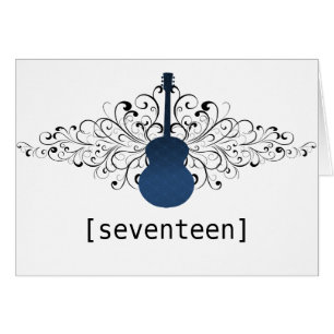 Royal Blue Swirls Guitar Table Number Card