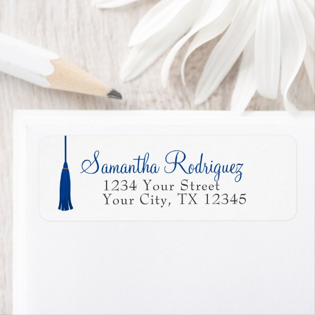 Royal Blue Tassel Graduation Label (Insitu)
