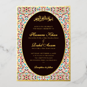 Royal Blue Teal Ivory Floral Motif Muslim Wedding