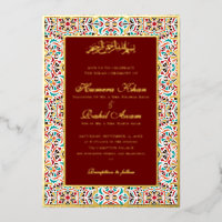 Royal Blue Teal Ivory Floral Motif Muslim Wedding