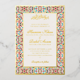 Royal Blue Teal Ivory Floral Motif Muslim Wedding