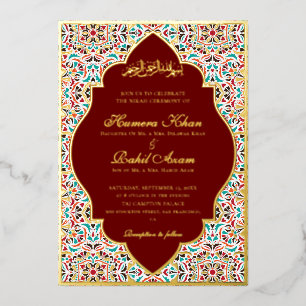 Royal Blue Teal Ivory Floral Motif Muslim Wedding