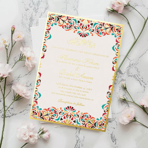 Royal Blue Teal Ivory Floral Motif Muslim Wedding