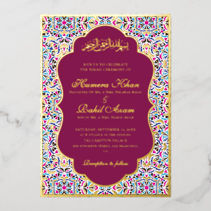 Royal Blue Teal Ivory Floral Motif Muslim Wedding