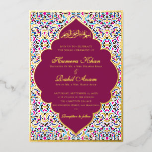 Royal Blue Teal Ivory Floral Motif Muslim Wedding