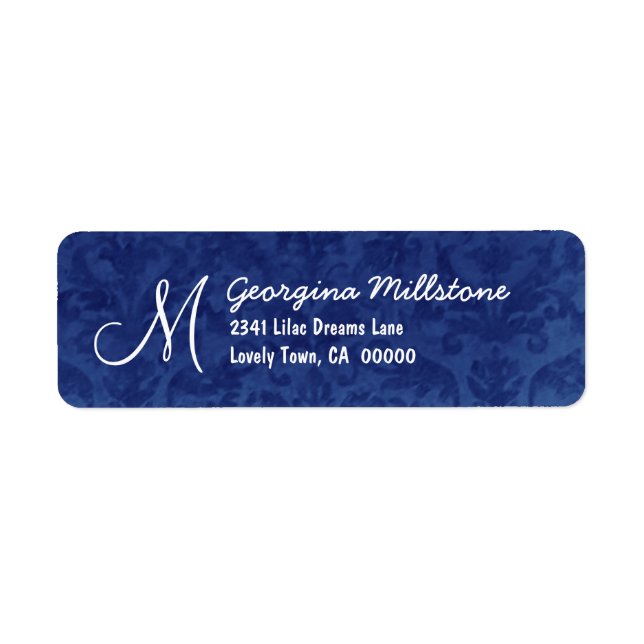 ROYAL BLUE Textured Monogram M Address Label (Front)