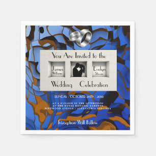 Royal Blue Theme Contemporary Modern Abstract Napkin