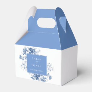 Royal Blue Toile Floral  Favor Box