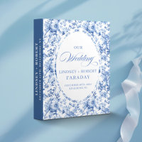 Royal blue toile floral wedding memory album binde