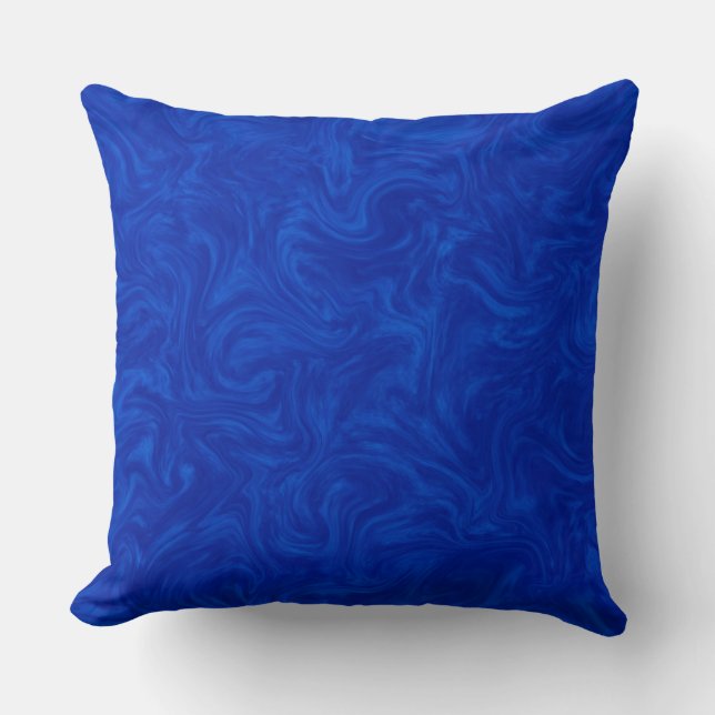 Royal Blue Tonal Abstract Swirled Background Throw Pillow (Front)
