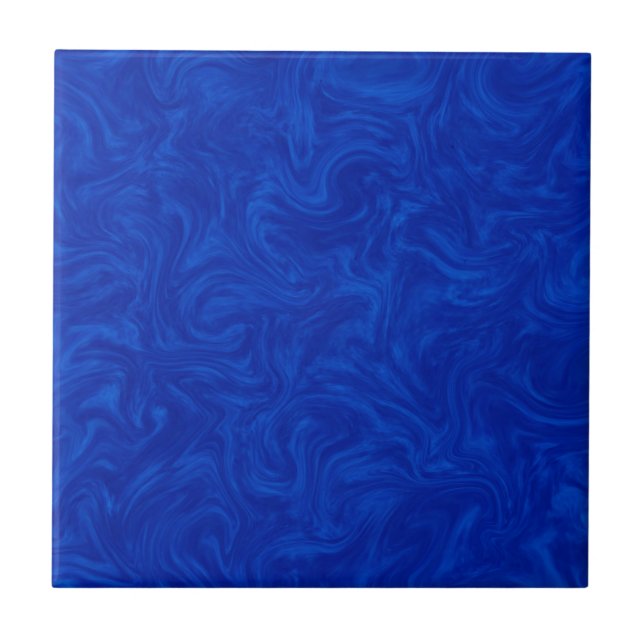 Royal Blue Tonal Abstract Swirled Background Tile (Front)