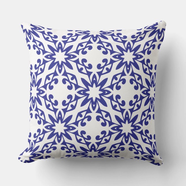 Royal Blue Trellis Throw Pillow (Front)