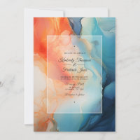 Royal Blue, Turquoise & Coral Alcohol Ink Wedding
